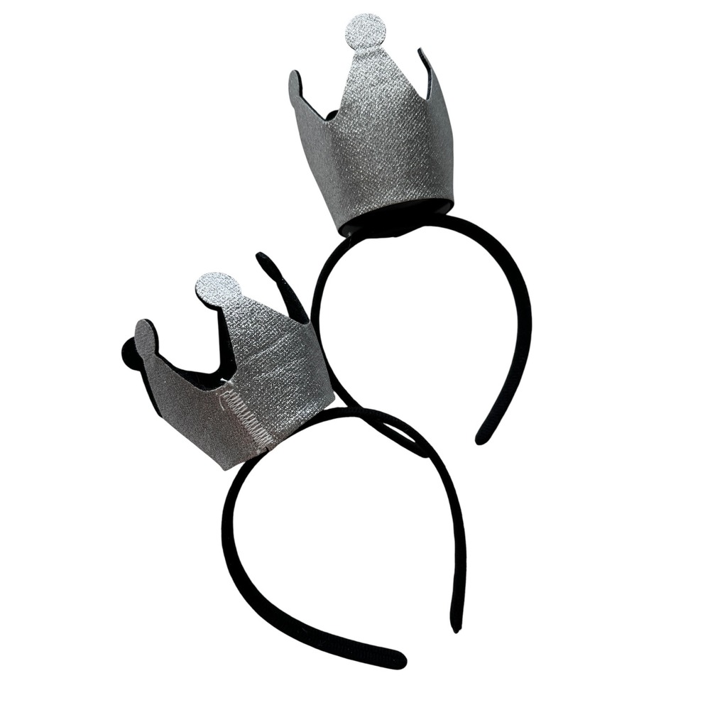 *Set of 2* Mini Crown Headbands Size OS Silver Black Costume Party